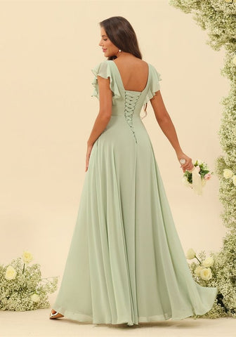 Kleid Mintgrun Festlich V-ausschnitt
